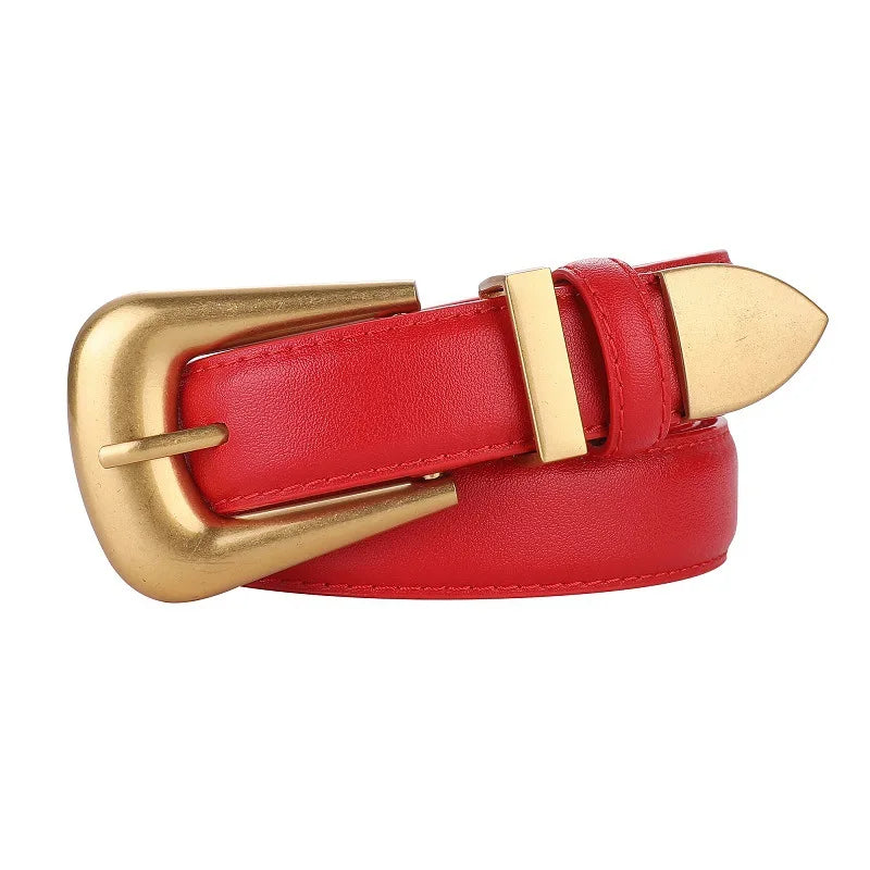 Ceinture Femme en Cuir Véritable avec Boucle Dorée , Modèle Alba