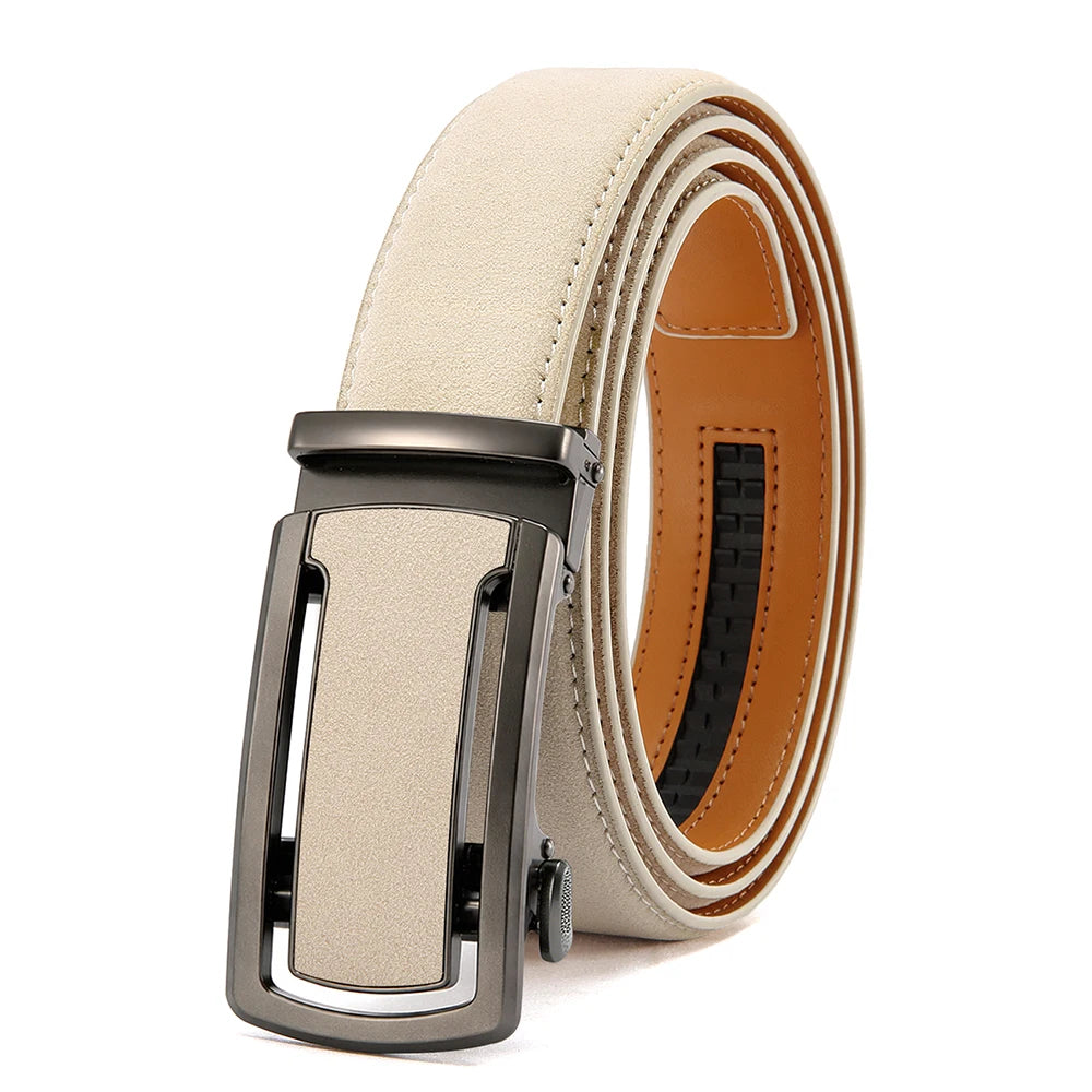 Ceinture Homme Automatique Marron Effet Daim, Modèle Nolan