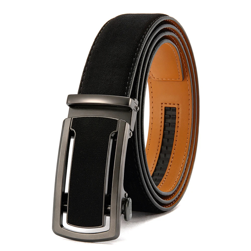 Ceinture Homme Automatique Marron Effet Daim, Modèle Nolan