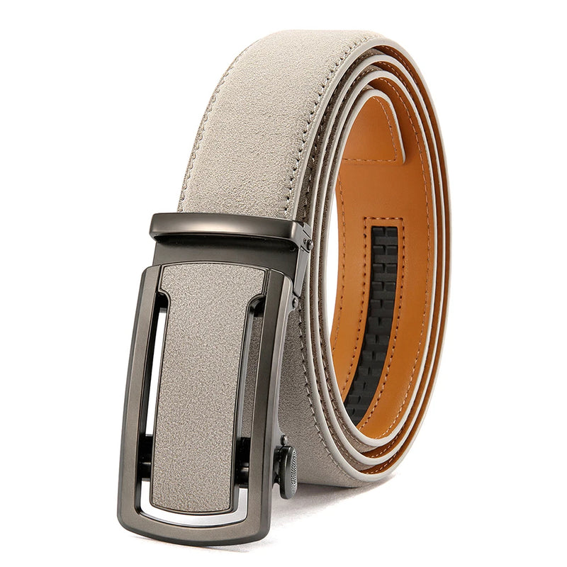 Ceinture Homme Automatique Marron Effet Daim, Modèle Nolan