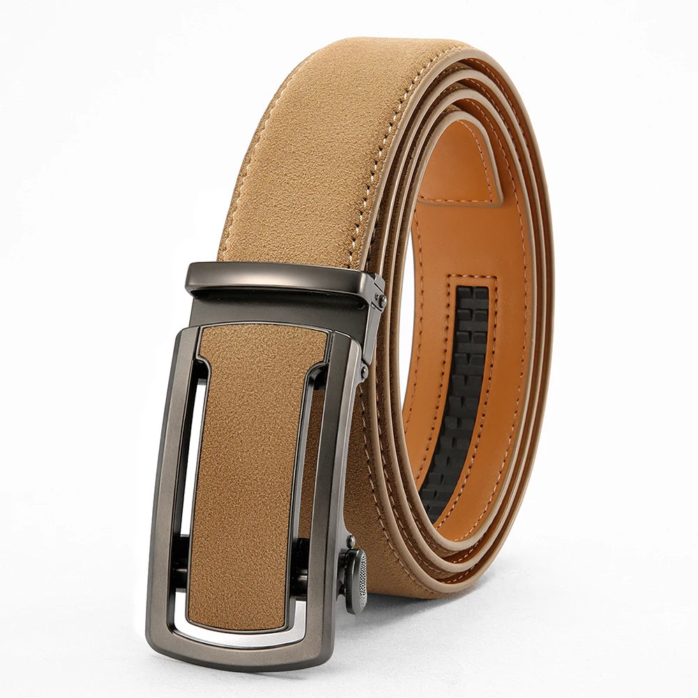 Ceinture Homme Automatique Marron Effet Daim, Modèle Nolan