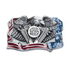 Boucle de ceinture Américaine, aigle sur drapeau américain, modèle Farrell - La Boutique de la Ceinture