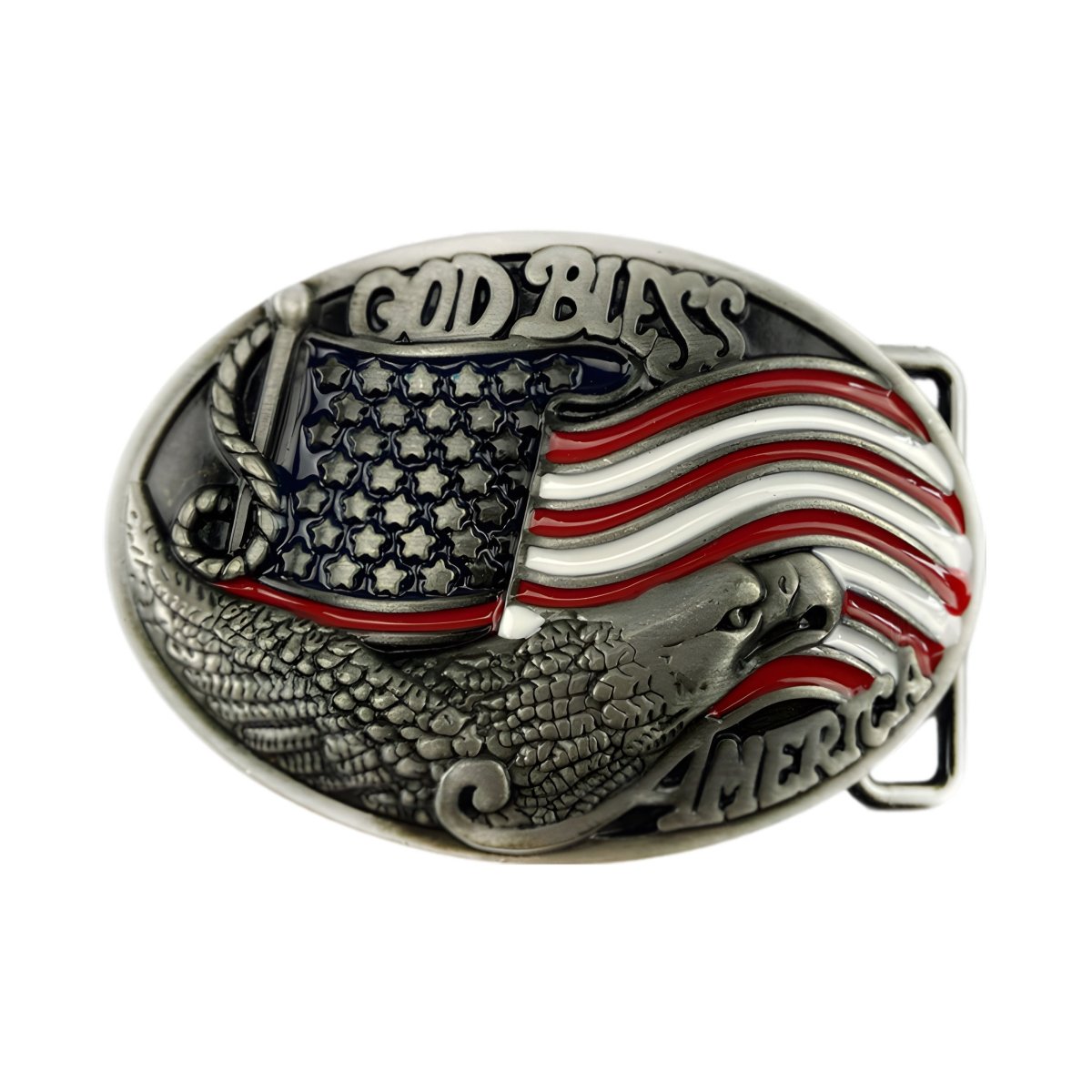 Boucle de ceinture Américaine, "God Bless", modèle Lane - La Boutique de la Ceinture