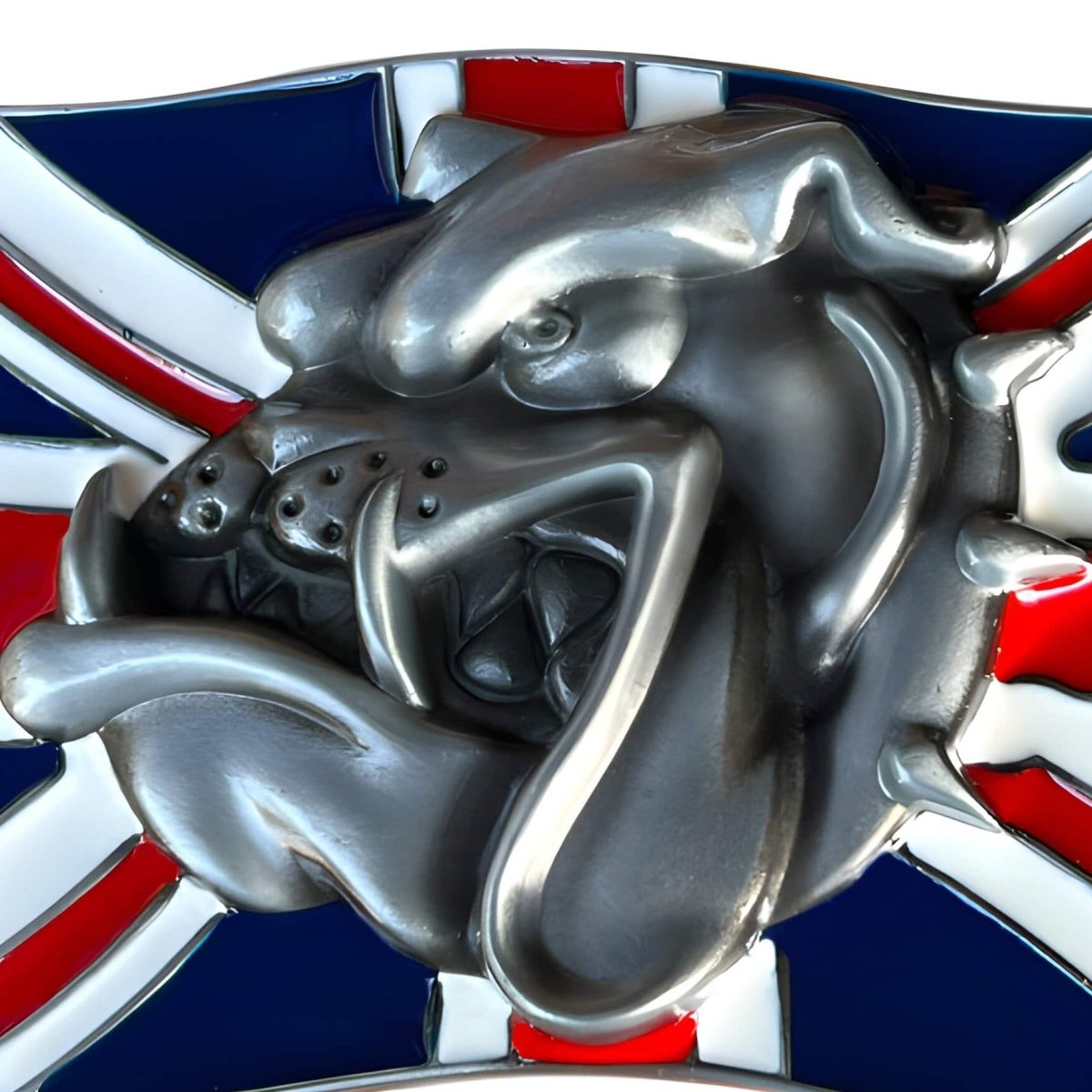 Boucle de ceinture Animal, bulldog sur drapeau anglais, modèle Frank - La Boutique de la Ceinture