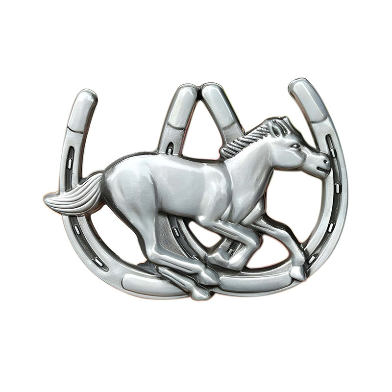 Boucle de ceinture Animal, cheval avec fers à cheval, modèle Juan