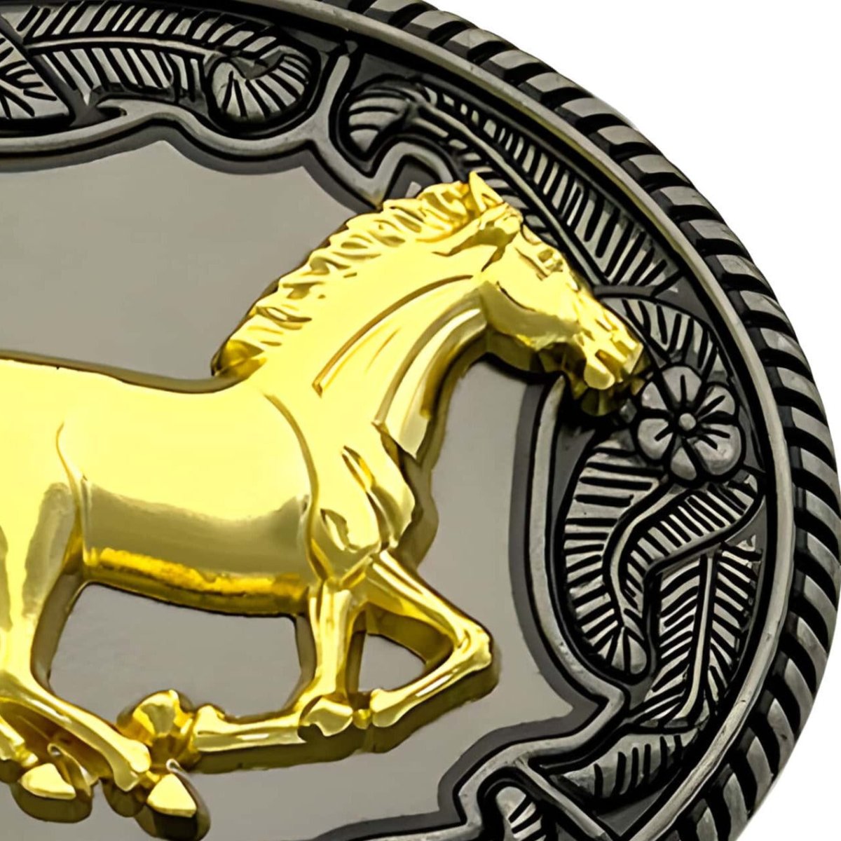 Boucle de ceinture Animal, cheval doré au galop, modèle Randy - La Boutique de la Ceinture