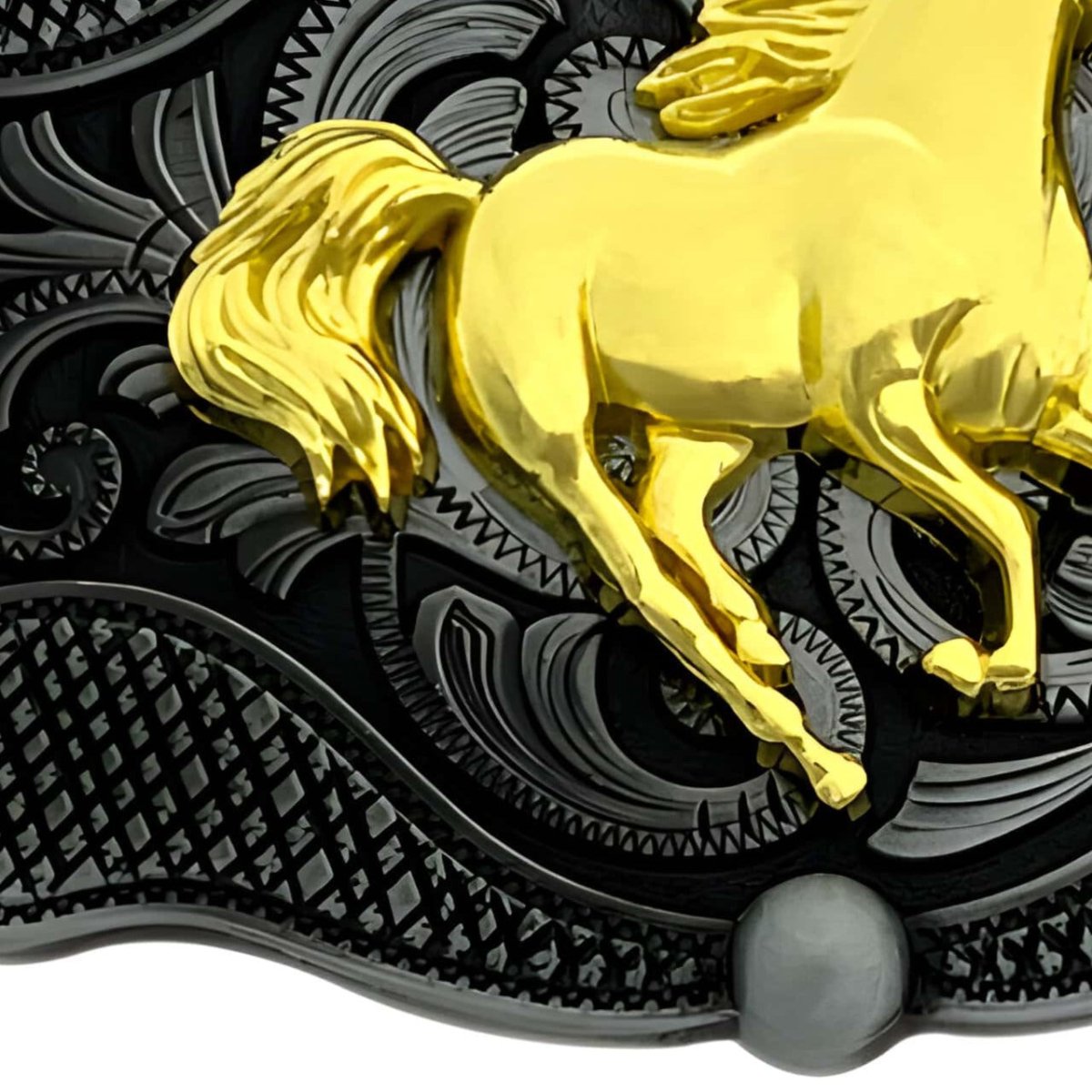 Boucle de ceinture Animal, cheval doré, modèle Benjamin - La Boutique de la Ceinture