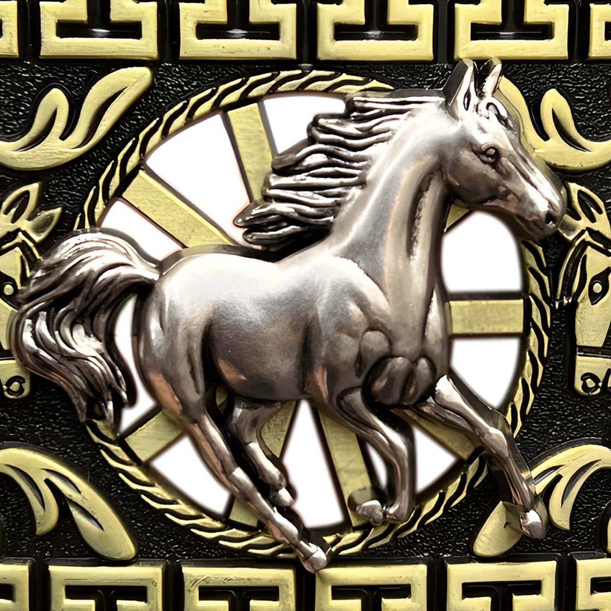 Boucle de ceinture Animal, cheval galopant, modèle Milton - La Boutique de la Ceinture