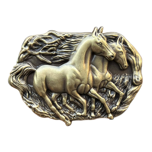 Boucle de ceinture Animal, chevaux au galop, modèle Daniel - La Boutique de la Ceinture