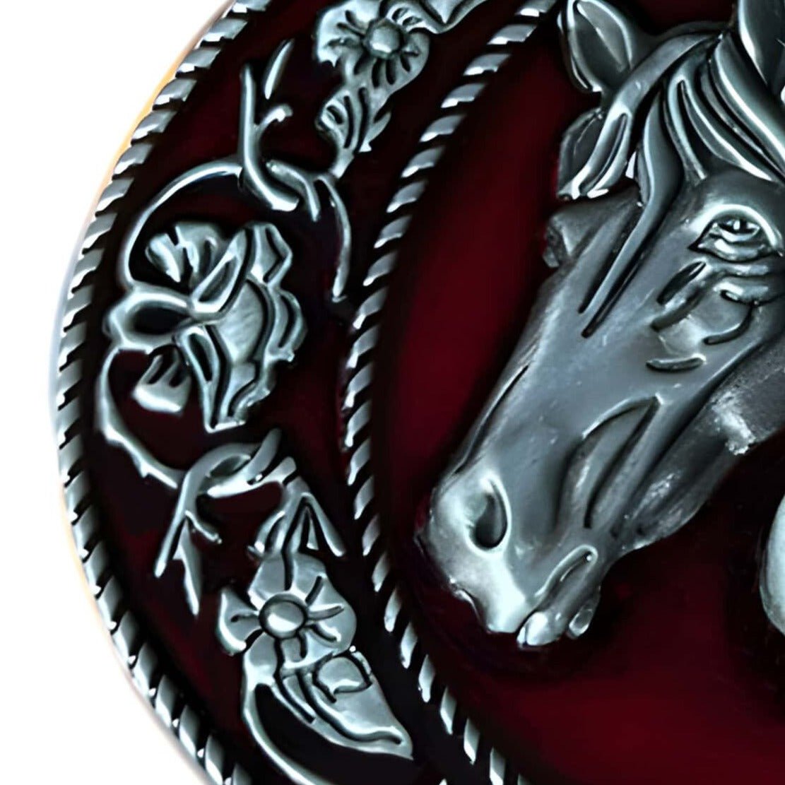 Boucle de ceinture Animal, double tête de cheval, modèle Josua - La Boutique de la Ceinture