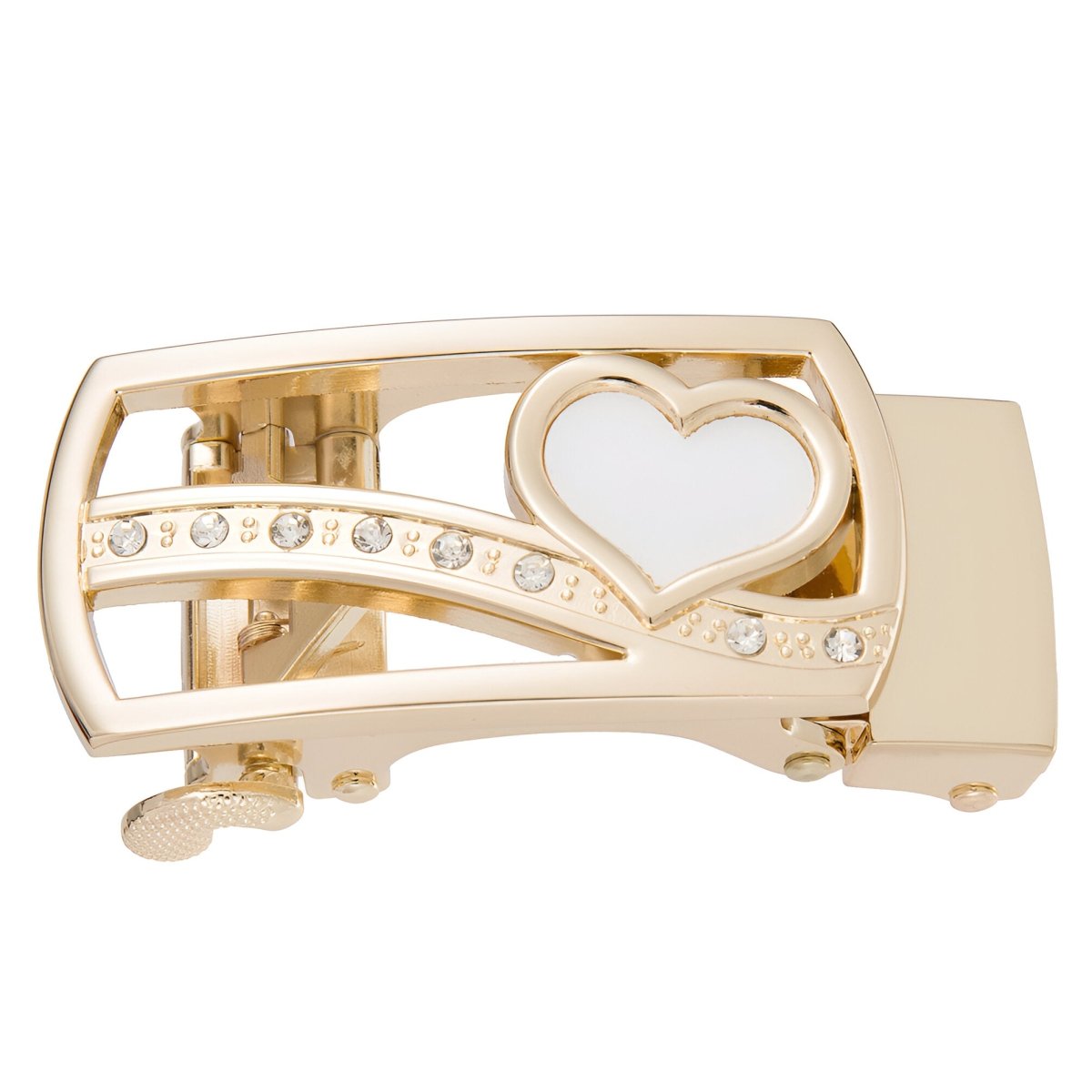 Boucle de ceinture automatique, à strass, motif cœur, modèle Greta - La Boutique de la Ceinture