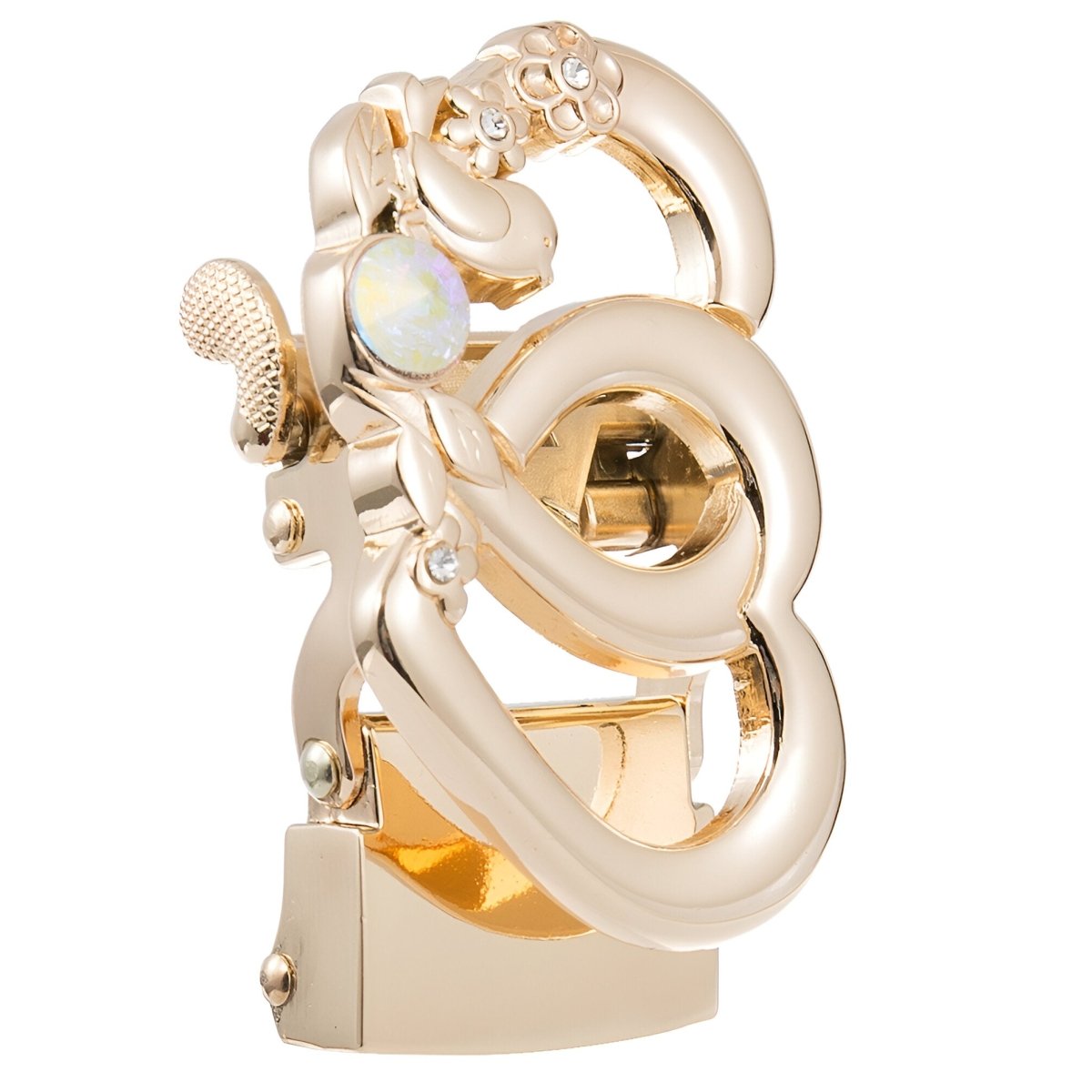 Boucle de ceinture automatique, à strass, motif cœurs et oiseau, modèle Izora - La Boutique de la Ceinture