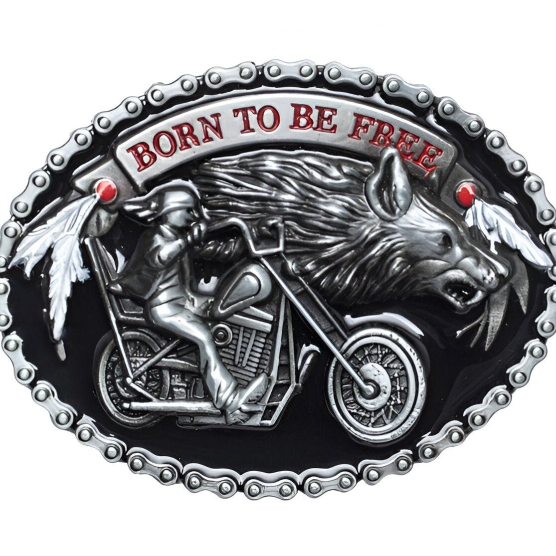 Boucle de ceinture Moto, "Born to be Free" modèle Logan - La Boutique de la Ceinture