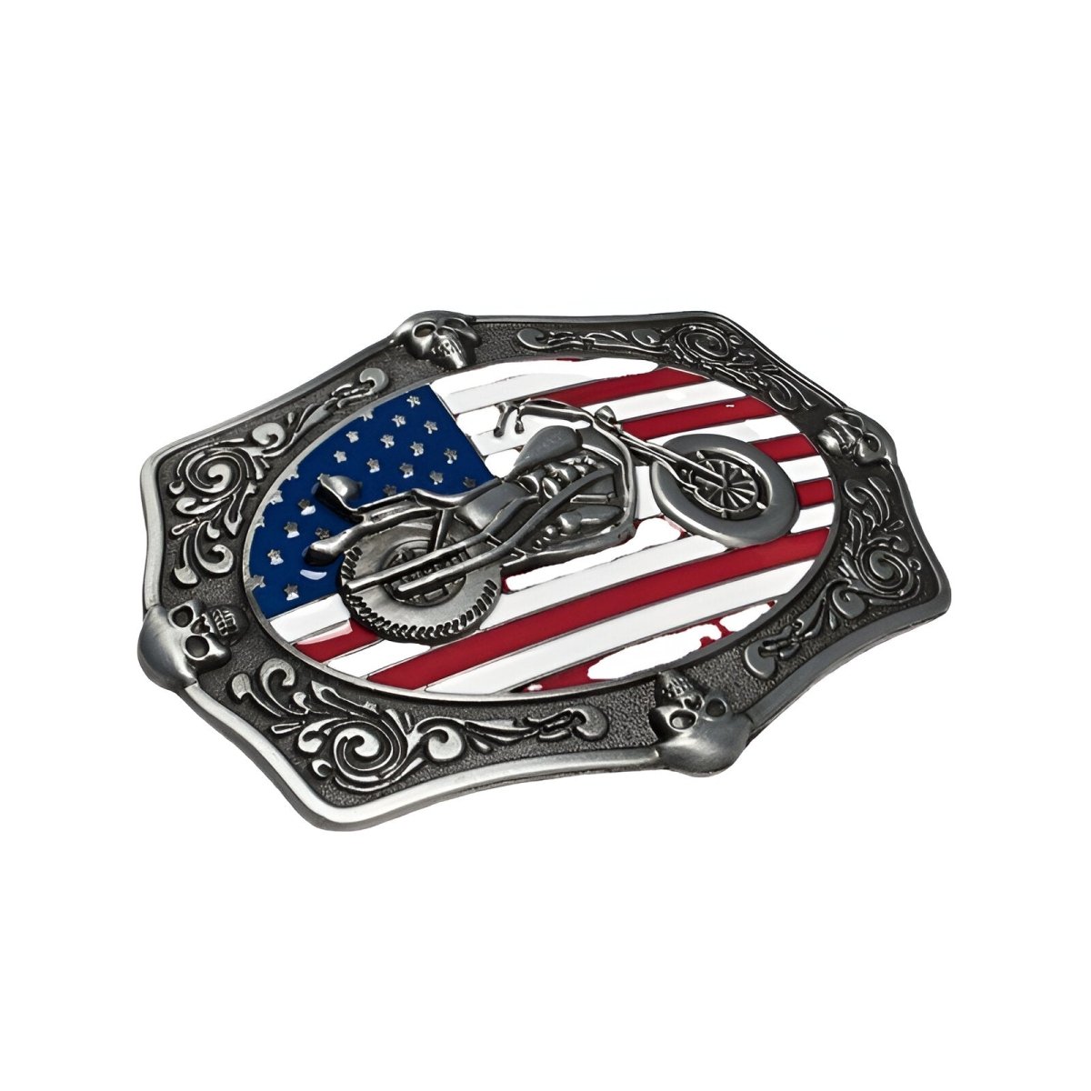 Boucle de ceinture Moto sur drapeau américain, modèle Jaxon - La Boutique de la Ceinture