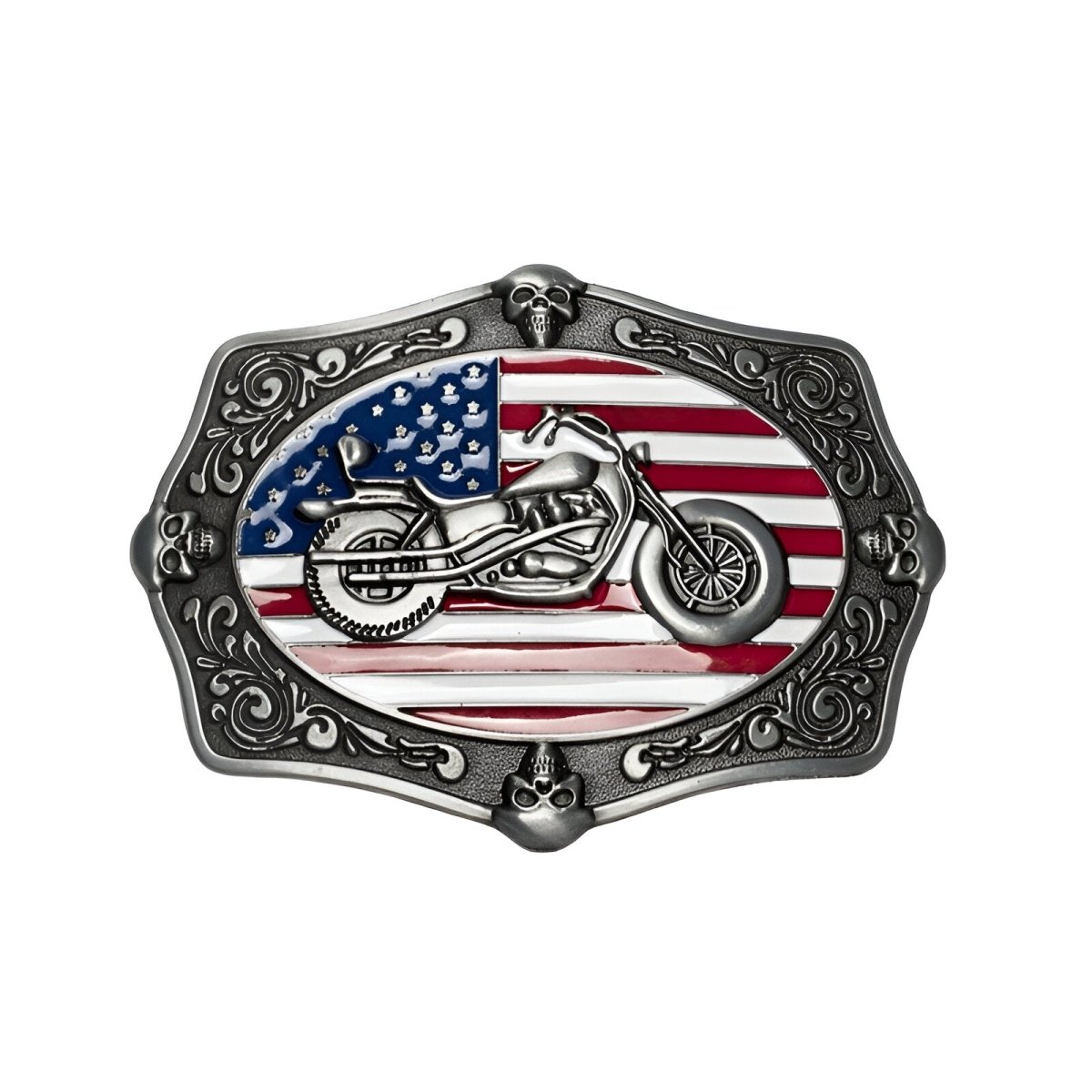 Boucle de ceinture Moto sur drapeau américain, modèle Jaxon - La Boutique de la Ceinture