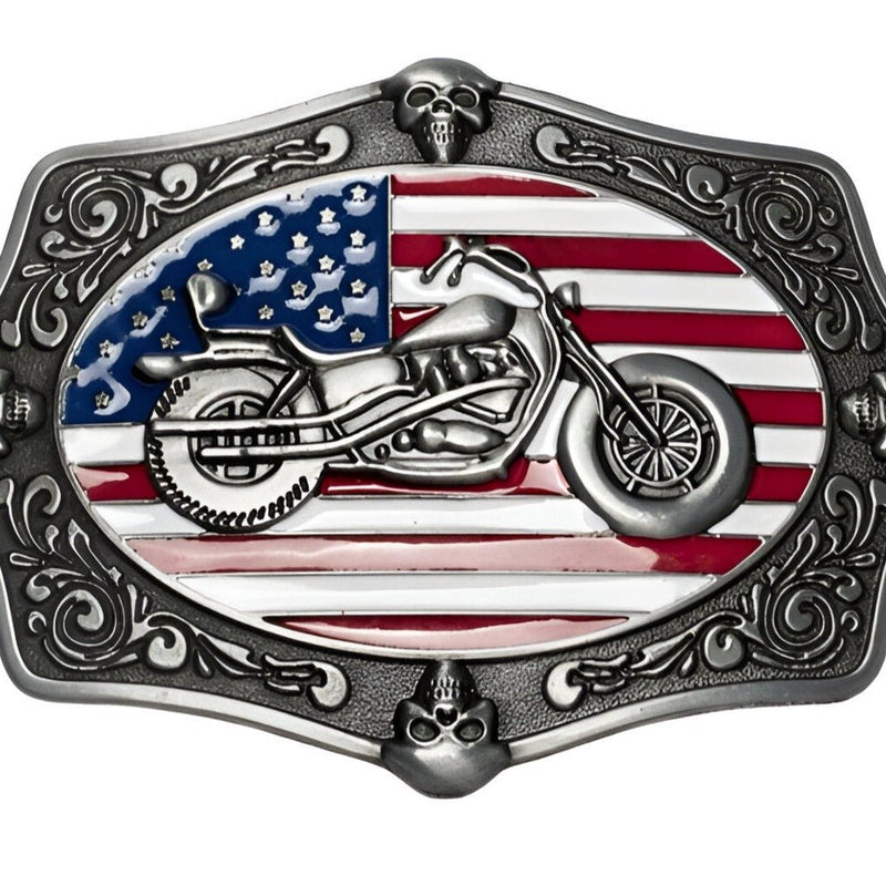 Boucle de ceinture Moto sur drapeau américain, modèle Jaxon