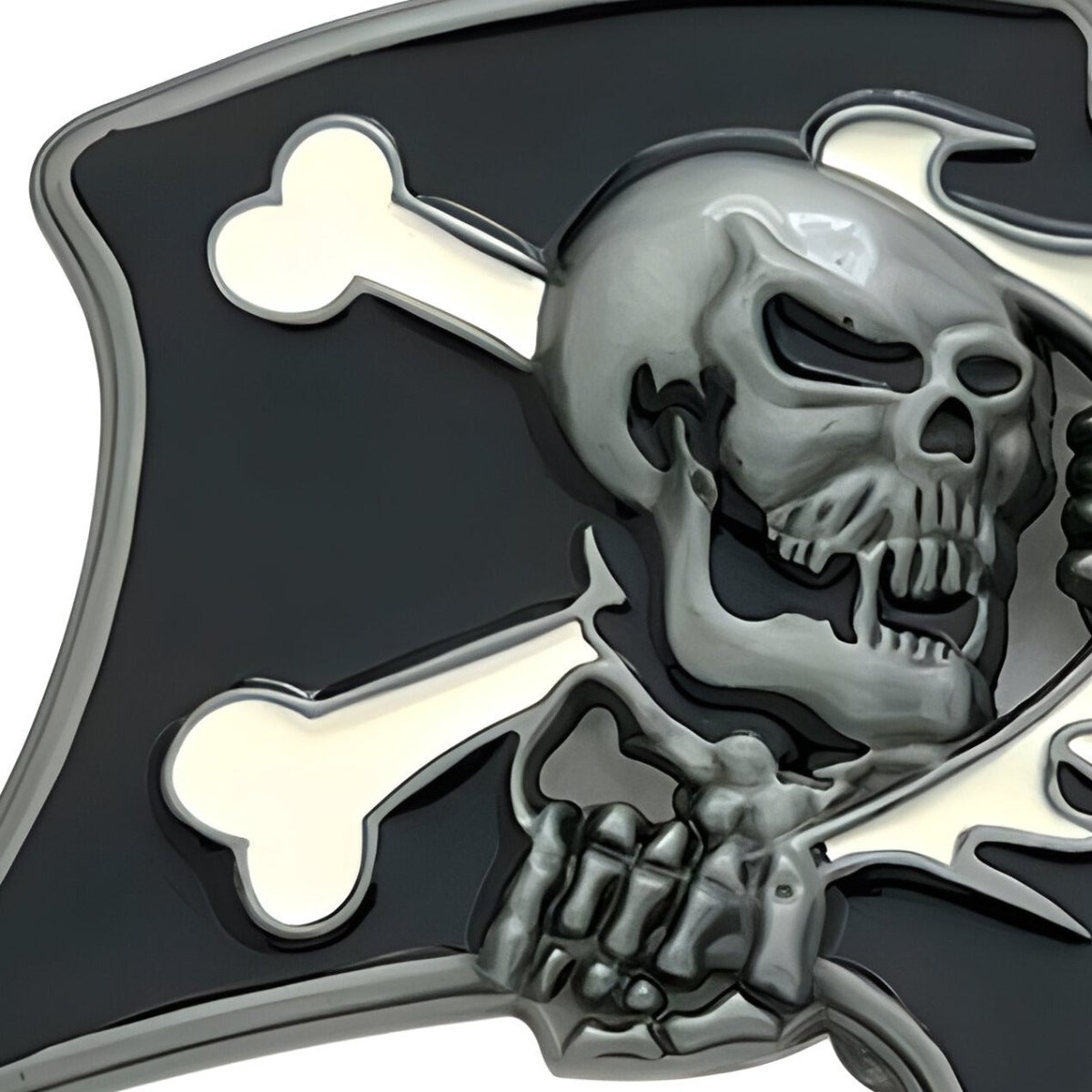 Boucle de ceinture Tête de Mort, drapeau pirate, modèle Nestor - La Boutique de la Ceinture