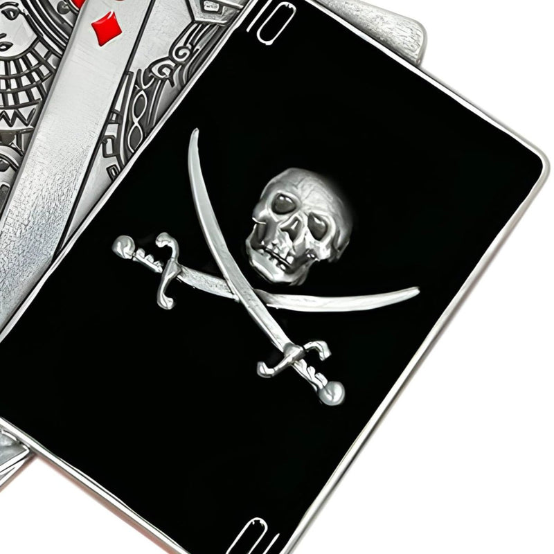 Boucle de ceinture Tête de Mort, jeu de cartes pirate, modèle Omar