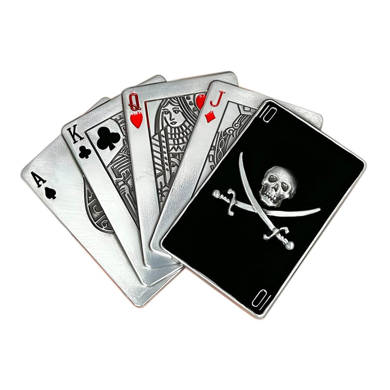 Boucle de ceinture Tête de Mort, jeu de cartes pirate, modèle Omar