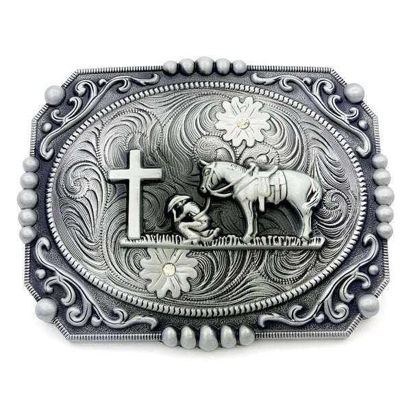 Ancienne boucle de ceinture western cowboy pierre agate ton argent