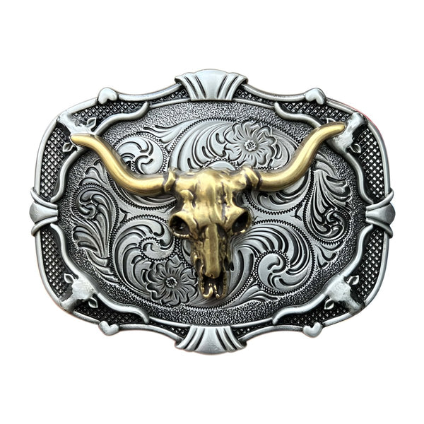 Boucle De Ceinture HASLED Tête De Vache - Design Cowboy En Alliage Zinc, 99x75mm
