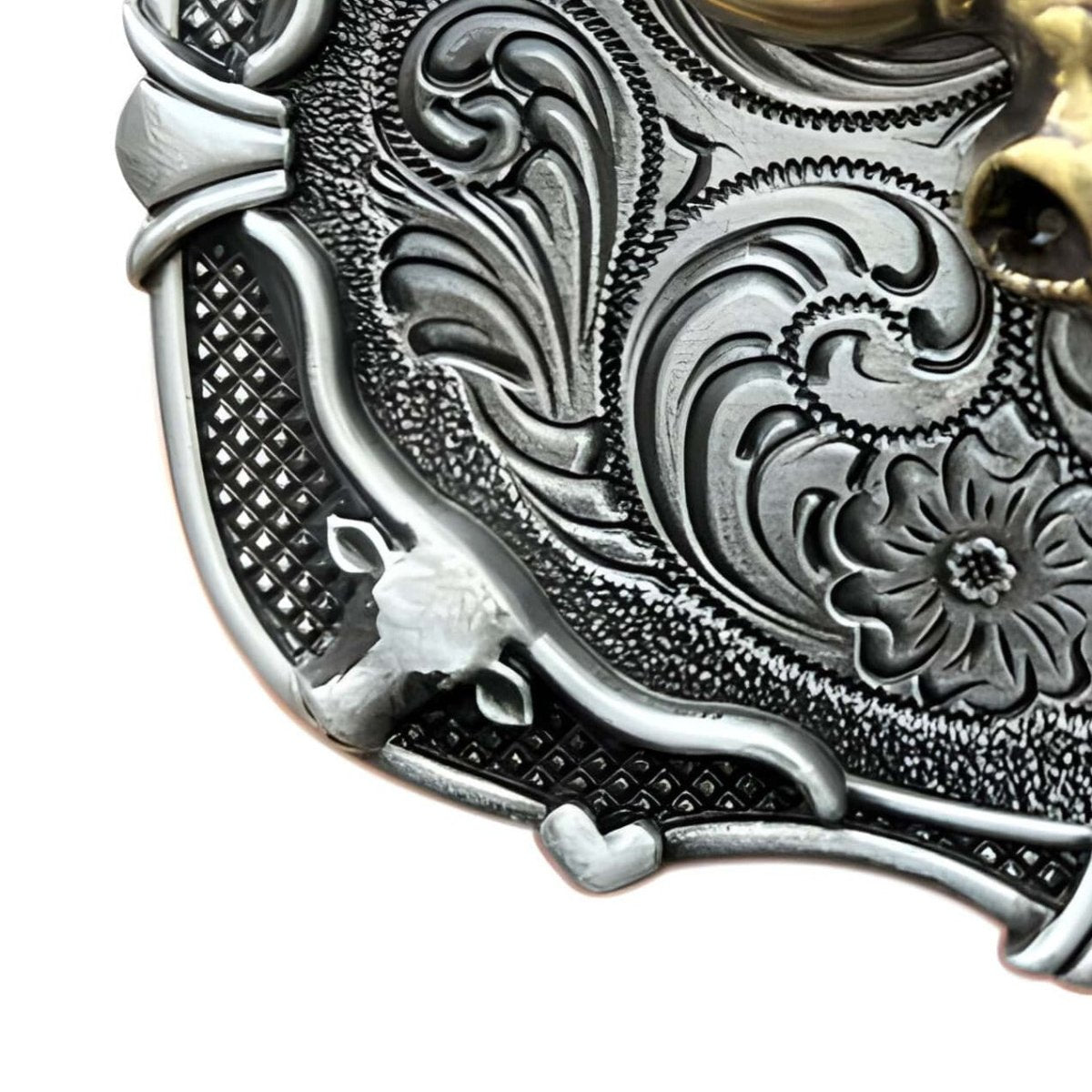 Boucle de ceinture Western, crâne de longhorn, modèle Kyro - La Boutique de la Ceinture