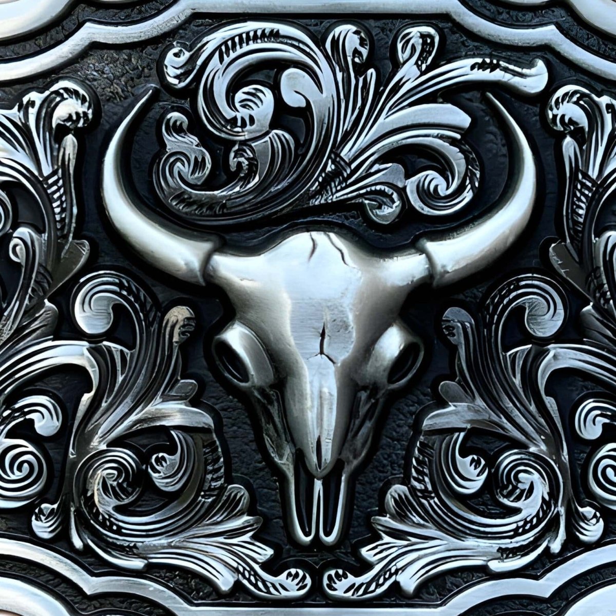 Boucle de ceinture Western, crâne de taureau, modèle Clay - La Boutique de la Ceinture