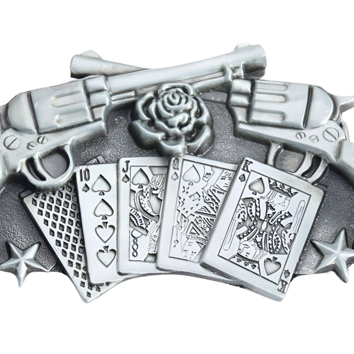 Boucle de ceinture Western, double pistolets et cartes, modèle Amos - La Boutique de la Ceinture