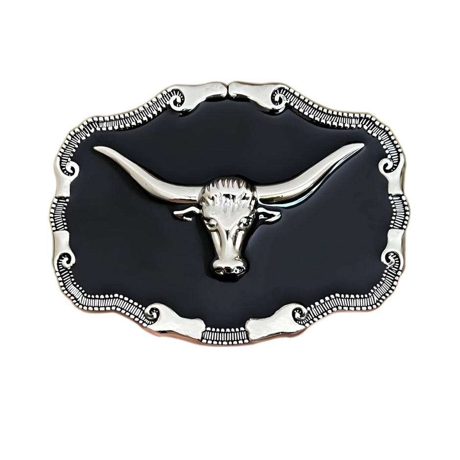 Boucle De Ceinture Western Tête De Cheval Noir - Acier Inoxydable Pour Ceinture 40mm
