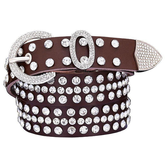 Ceinture à Strass en Cuir pour femme, modèle Allisa - La Boutique de la Ceinture