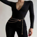 Ceinture à Pompons Pour Femme - Tressée Fine, Longueur 130 Cm, Noir Et Doré - Pour Robe, Jupe, Tunique - 2