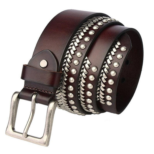 Ceinture Cloutée avec Chevrons, modèle Sigurd - La Boutique de la Ceinture