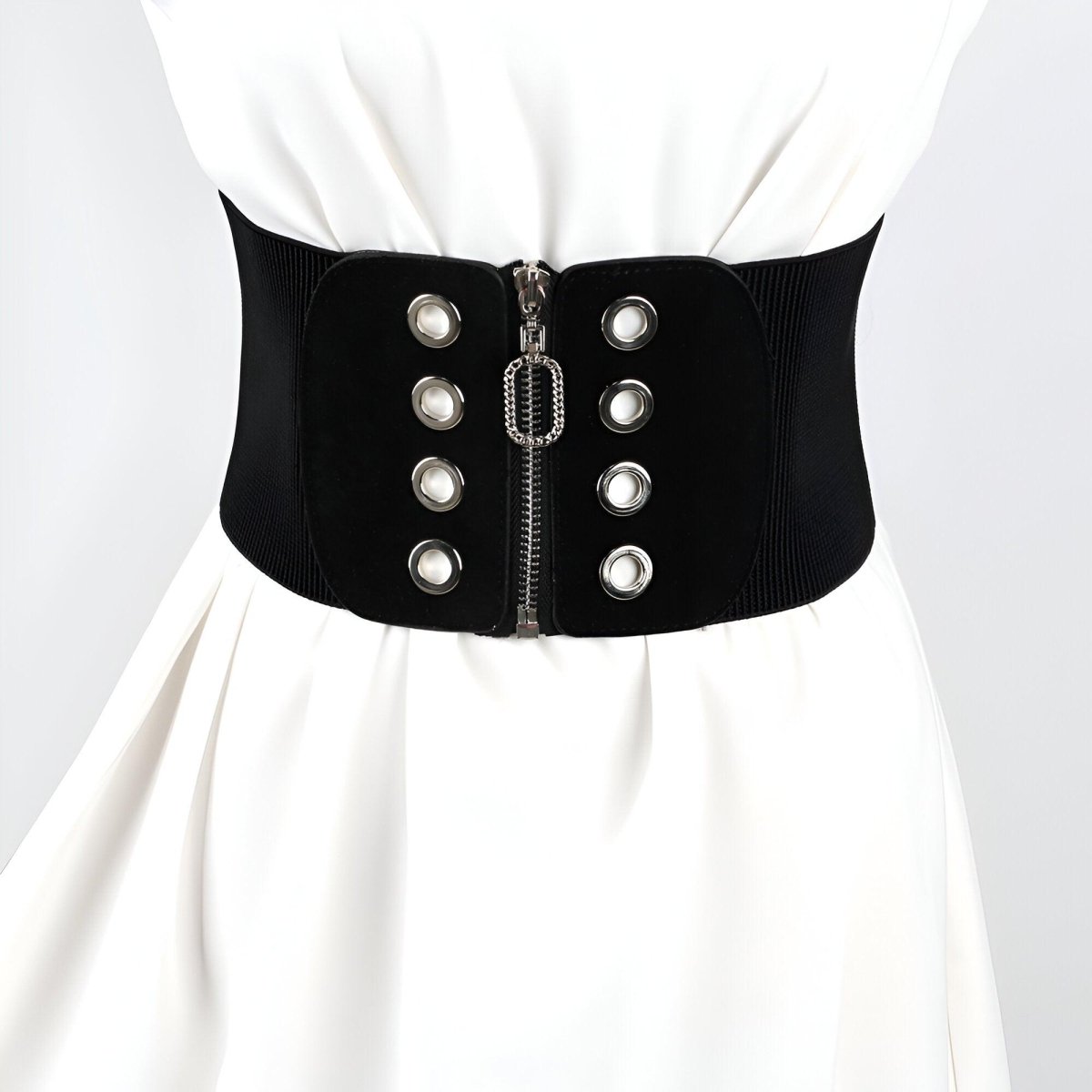 Ceinture corset à fermeture éclair ovale avec œillets, modèle Irwin - La Boutique de la Ceinture