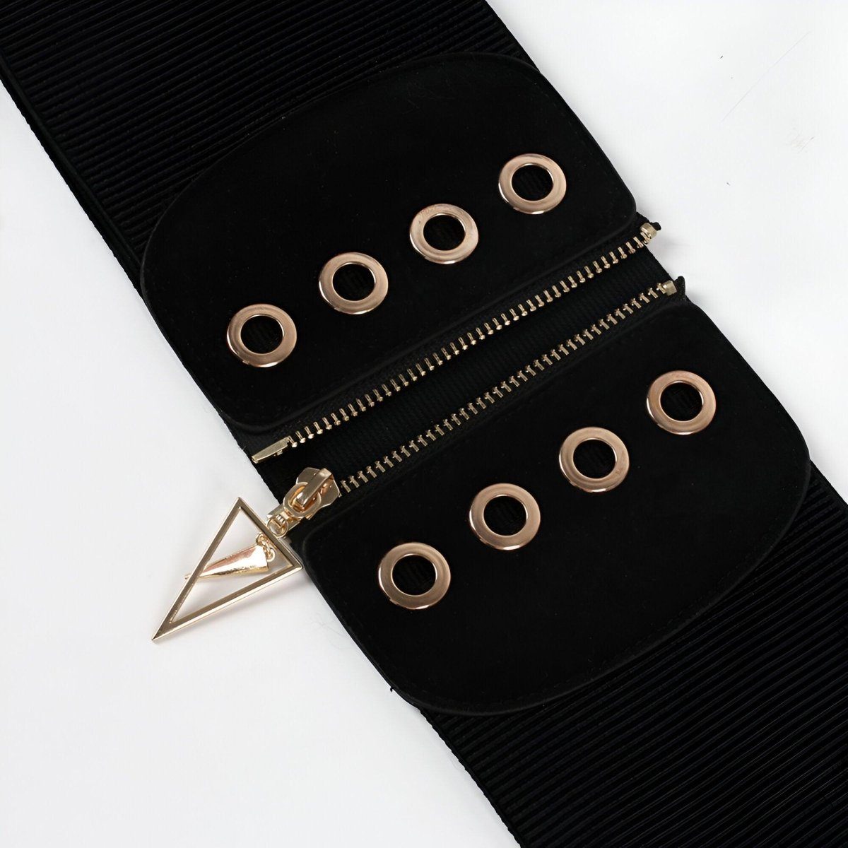 Ceinture corset a fermeture eclair triangle avec illets modele Bo