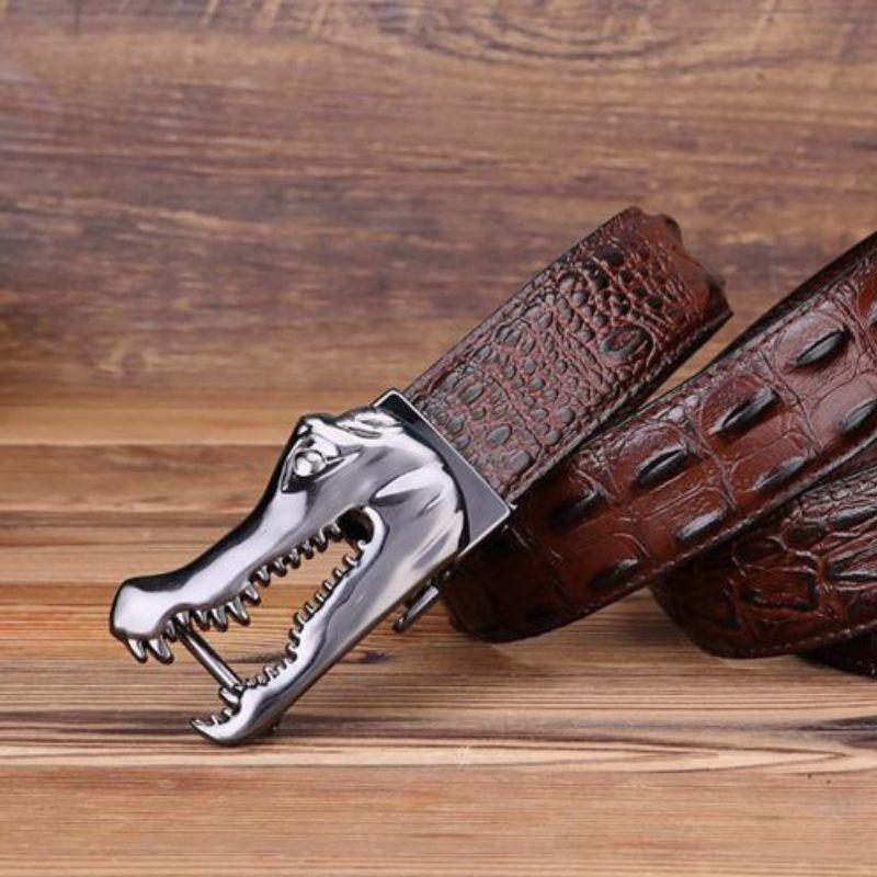 Ceinture cuir boucle crocodile pour homme, modèle Yerik - La Boutique de la Ceinture