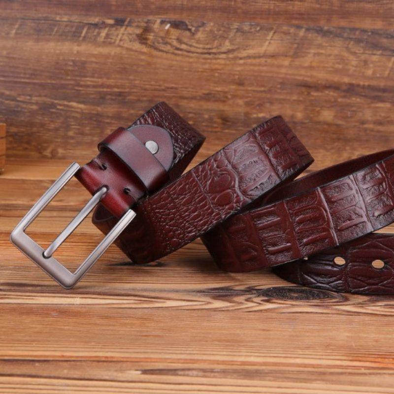 Ceinture cuir, Croco, 35mm, Marron, bords surpiqués Robert Charles Ceinture cuir, Croco, 35mm, Marron, bords surpiqués Robert Charles