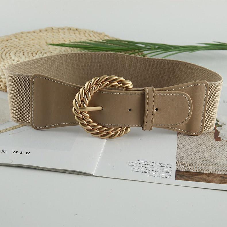 Ceinture élastique avec boucle dorée torsadée, modèle Sophia - La Boutique de la Ceinture