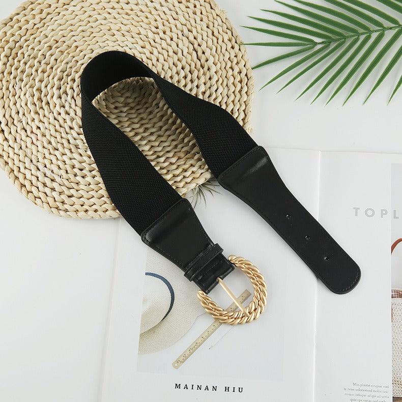 Ceinture élastique avec boucle dorée torsadée, modèle Sophia - La Boutique de la Ceinture