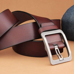 Ceinture En Cuir Homme Motif Floral - Boucle Ardillon, Largeur 3,8 Cm, Longueur Réglable - Noir, Style Décontracté