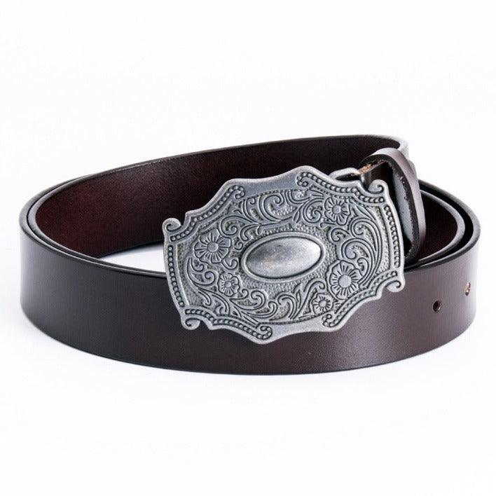 Ceinture en cuir avec boucle western, modèle Heguir - La Boutique de la Ceinture