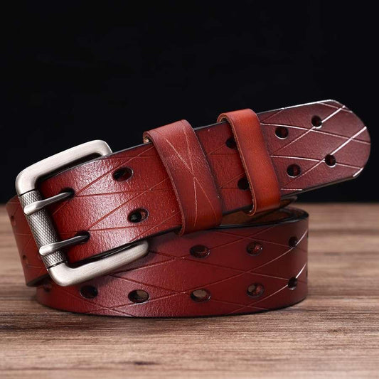 Ceinture en cuir double ardillon, modèle Svetunia - La Boutique de la Ceinture