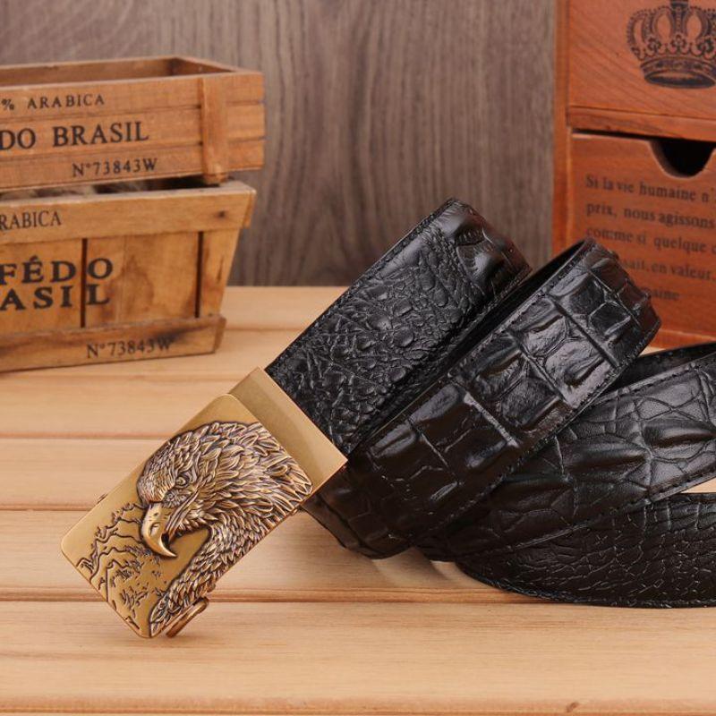 Ceinture en cuir effet crocodile boucle Aigle pour homme, modèle Abaka - La Boutique de la Ceinture