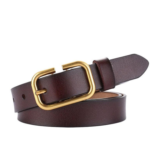 Ceinture en cuir lisse boucle dorée Rétro pour femme, modèle Betty - La Boutique de la Ceinture