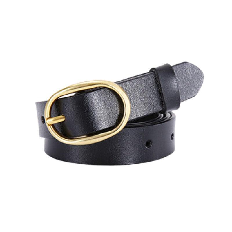 Boucle Ovale Ceinture En Cuir Noir Femme Noir FEMME Ceinture En