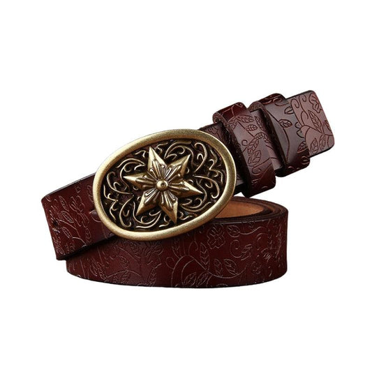 Ceinture en cuir style western pour femme, boucle Etoile, modèle Sanaa - La Boutique de la Ceinture