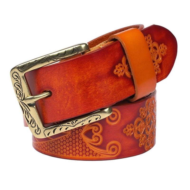 Ceinture en cuir, texturée Style Bohème pour Femme ou Homme, modèle Xioma