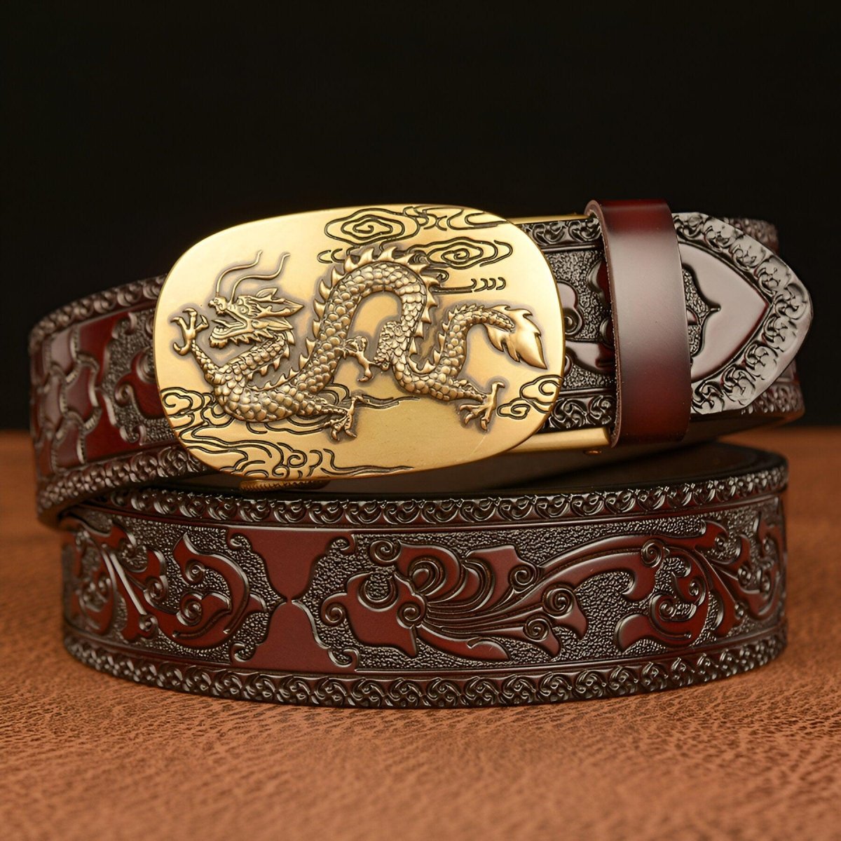 Ceinture Esprit Animal à motif dragon asiatique, modèle Kian - La Boutique de la Ceinture