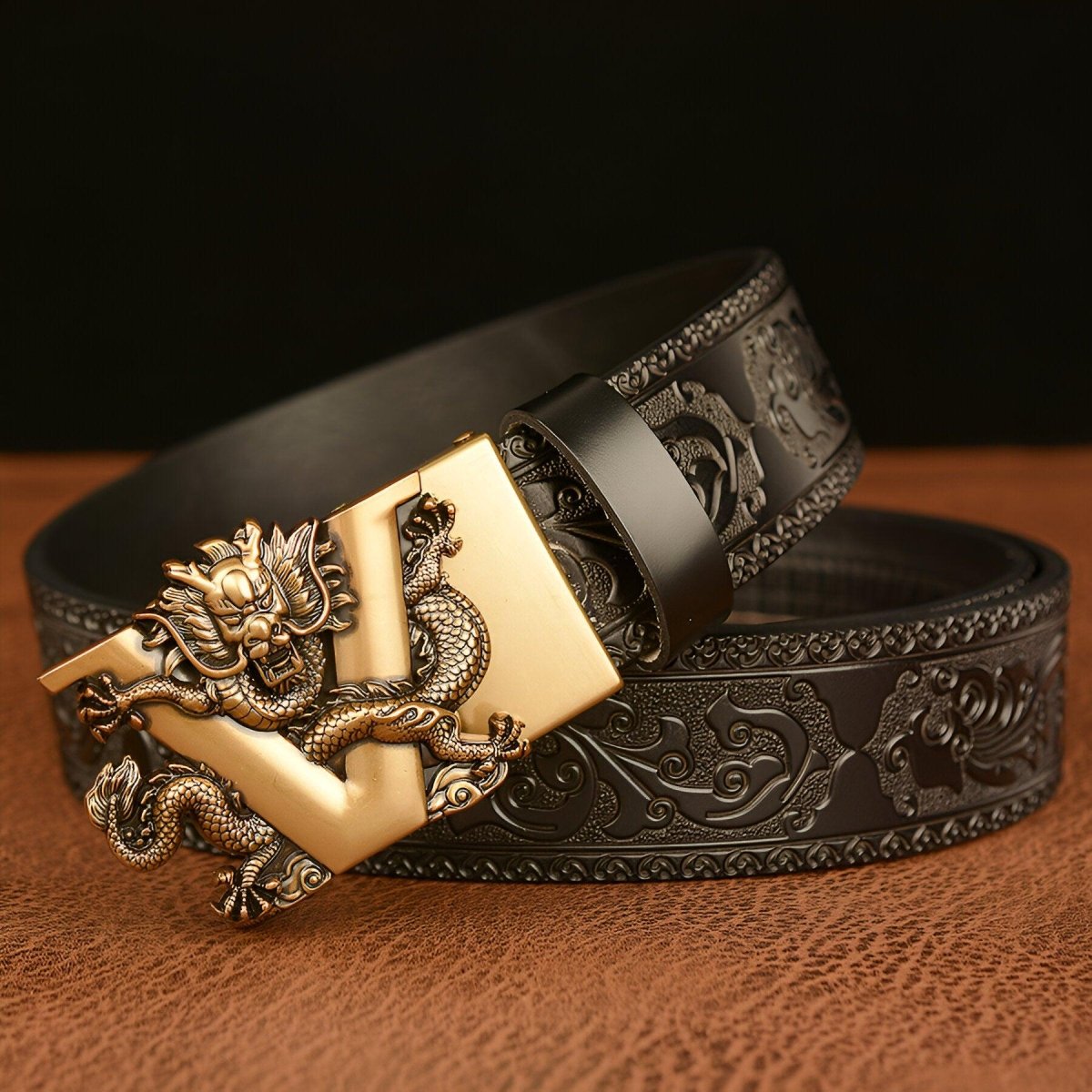 Ceinture Esprit Animal à motif Dragon et lettre V, modèle Zishan