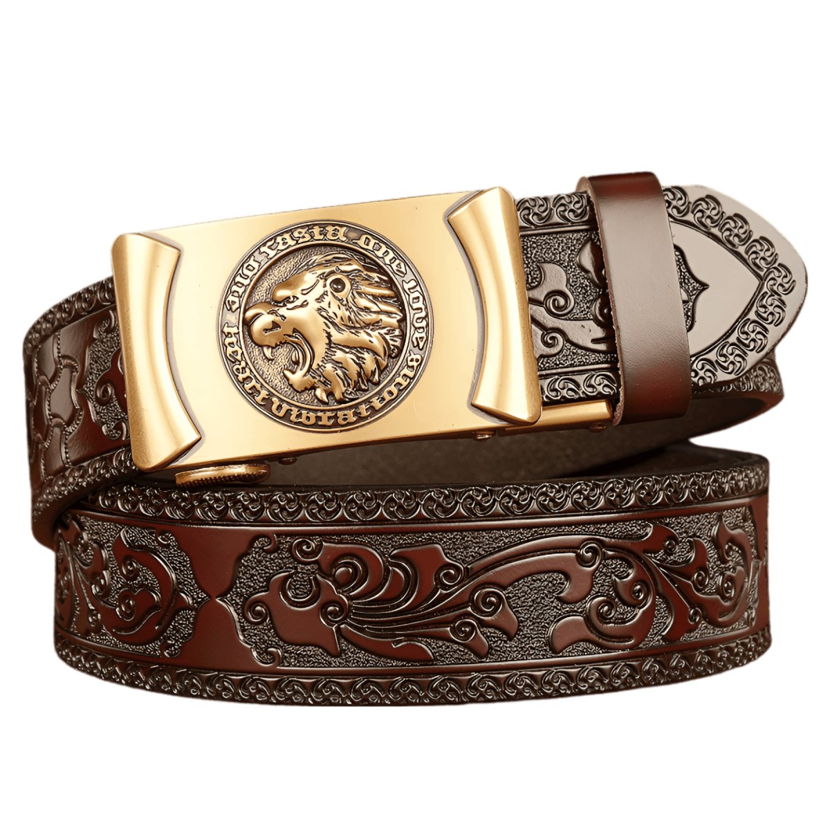 Ceinture Esprit Animal à motif tête de lion, modèle Adriel - La Boutique de la Ceinture