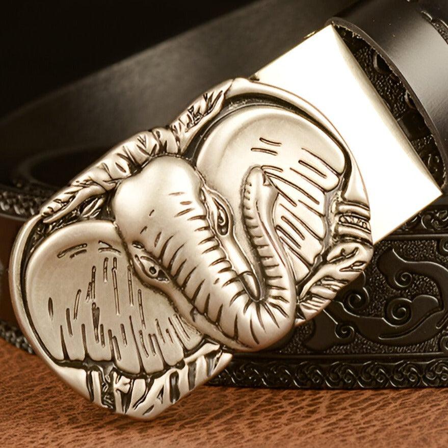 Ceinture Esprit Animal à motif tête d'éléphant, modèle Rowen - La Boutique de la Ceinture